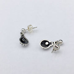 Sterling silver 3mm ball stud with tiny Ladybug dangle earrings- insect, lady bug, bugs