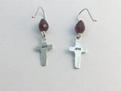Sterling silver cross with Ichthus dangle earrings-religion-Jesus, faith,ichthys