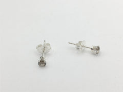Sterling silver tiny 3mm smoky quartz stud earrings-studs, smokey,