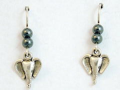 Sterling silver elephant head dangle earrings-African, elephants, Asian, trunk