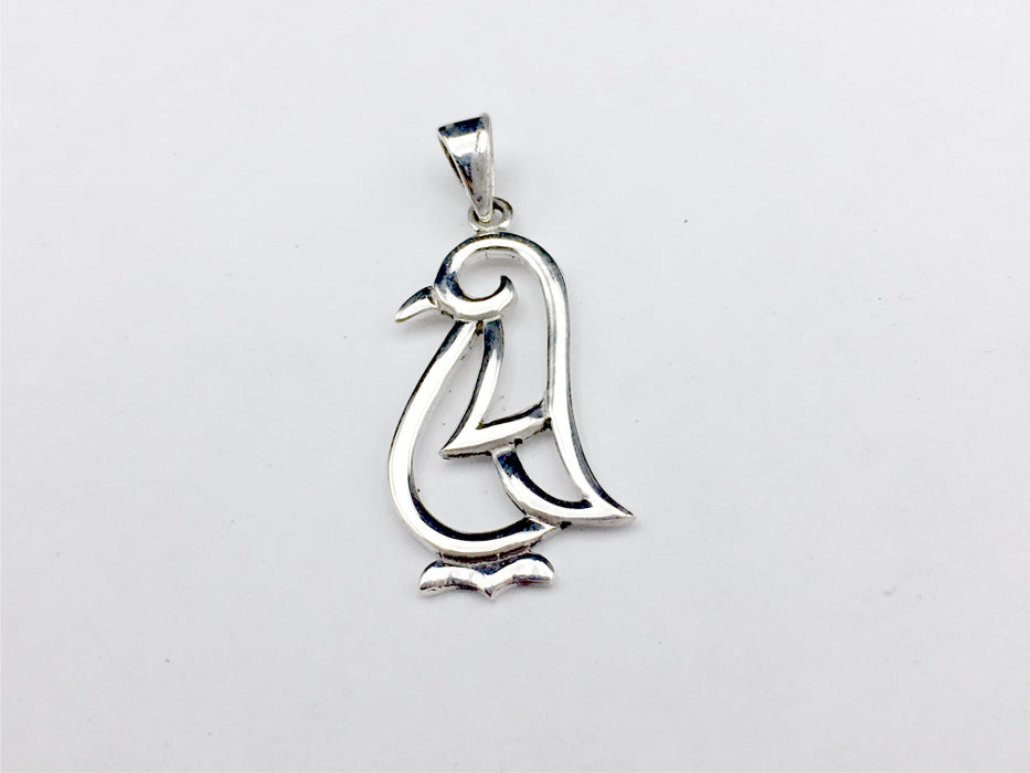 Sterling Silver open penguin pendant- penguins, bird, birds