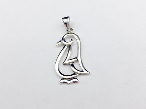 Sterling Silver open penguin pendant- penguins, bird, birds