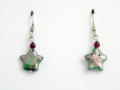Sterling Silver freshwater pearl star earrings-garnet-celestial, astronomy-stars