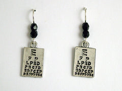 Pewter & Sterling Silver Eye Chart Earrings-Doctor, Dr. Optometrist, Optician