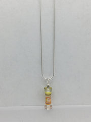 Sterling Silver 16 inch snake chain with multi color swirl glass tube bead pendant