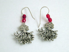 Pewter & Sterling Silver Mistletoe dangle Earrings-Christmas- holiday- kiss-