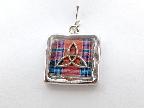 Pewter w/ Sterling Silver Celtic Trinity Knot Clan MacBean Tartan Dress pendant