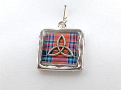 Pewter w/ Sterling Silver Celtic Trinity Knot Clan MacBean Tartan Dress pendant