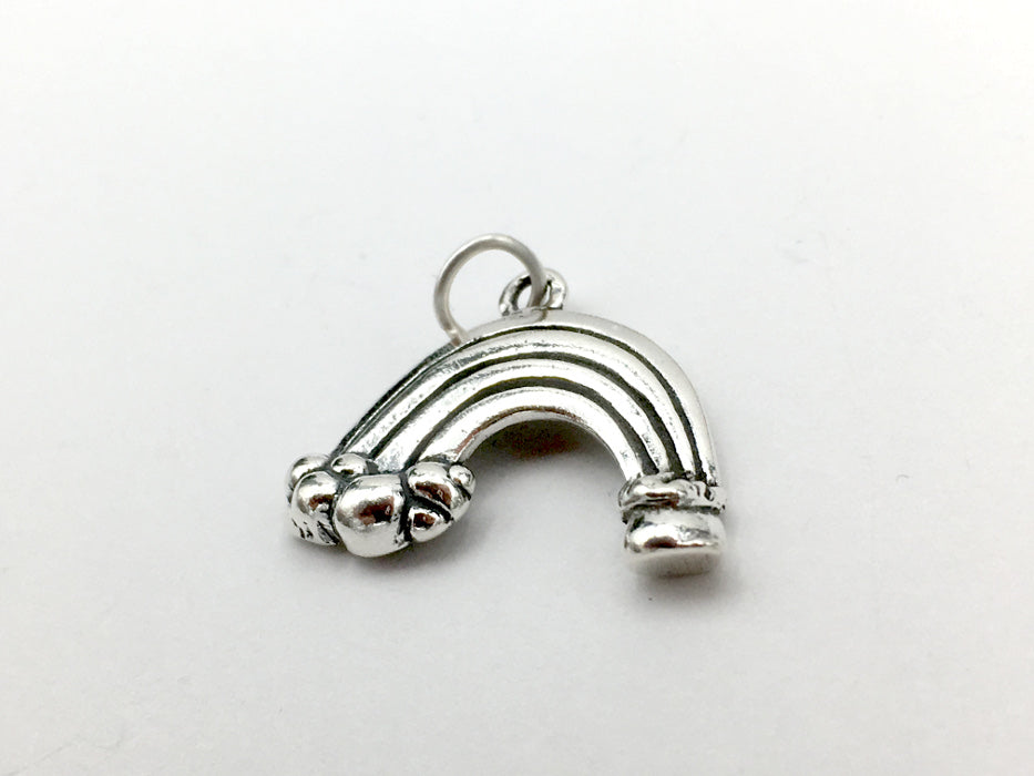 Sterling Silver  Rainbow with pot of gold  charm or pendant- Rainbows, luck