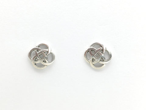 Sterling Silver Round Celtic Knot stud earrings- knots, studs, 3/8 inch
