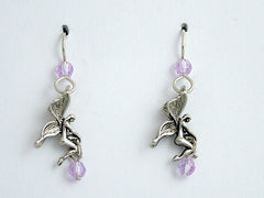 Sterling silver  Fairy earrings-lavender crystal-Fantasy, fairies, fey,sprite