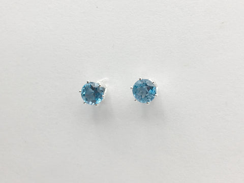 Sterling silver 5mm London Blue Topaz stud earrings-studs, faceted, gorgeous