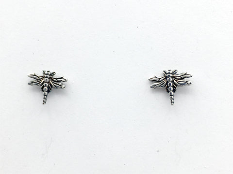 Sterling Silver & Surgical Steel tiny dragonfly stud earrings, dragonflies, insect