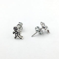 Sterling Silver and Surgical Steel tiny gingerbread man stud earrings-cookie