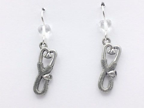 Pewter & Sterling Silver Stethoscope Earrings-doctor, nurse, medic, RN, DR, EMT