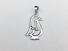 Sterling Silver open penguin pendant- penguins, bird, birds