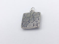 Square Pewter tree & sterling silver tree in heart pendant-resin, trees, alcohol ink