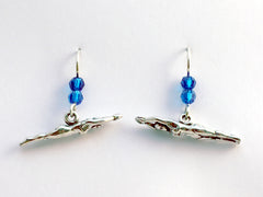 Sterling Silver Swimmer dangle earrings-Swim, Dive, swimming,diving,pool,crystal