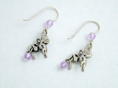 Sterling silver  Fairy earrings-lavender crystal-Fantasy, fairies, fey,sprite