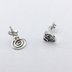 Sterling silver Synthetic Black onyx with spiral stud earrings-studs,spirals