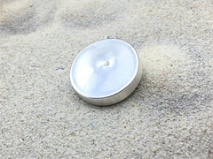Sterling silver 25mm Round Pendant with Shell, Shells, Sand, Dollar, Sea glass, Sanddollar, Beach Haven, Taylor Ave, LBI New Jersey shore, tide pool,  alcohol ink art,  beach comber