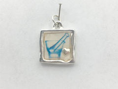 Pewter frame with mortar and pestle & sterling silver tiny heart pendant-resin, RX, Pharmacist