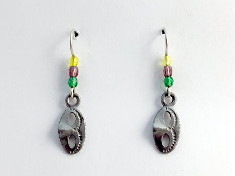 Pewter & Sterling silver Mask dangle Earrings-Drama-Mardi Gras, Carnival, New Orleans