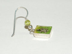 Sterling silver small  turtle shadowbox dangle earrings-tortoise, turtles,