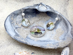 Sterling silver starfish, sanddollar, sand, sea plant and seashell earrings-ocean- sea shell,beach,shore, beach comber, tidepool,  tide pool, alcohol ink, LBI, New Jersey, shore