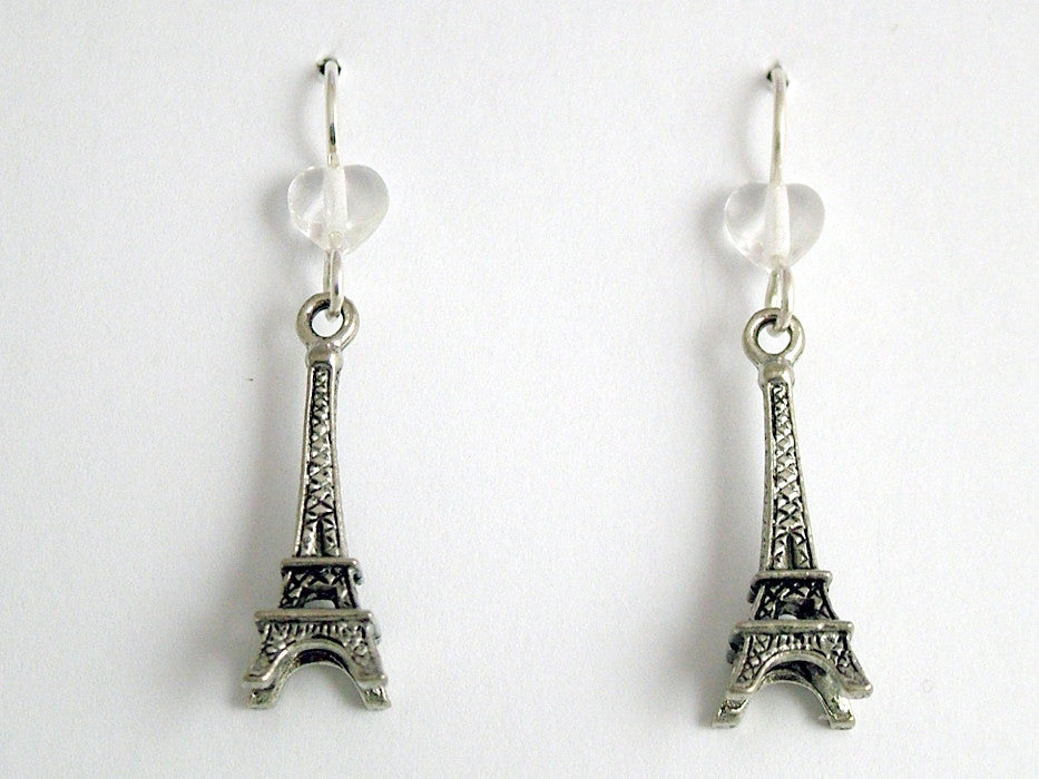 Pewter & Sterling Silver Eiffel Tower dangle earrings -Paris, France, Parisian,