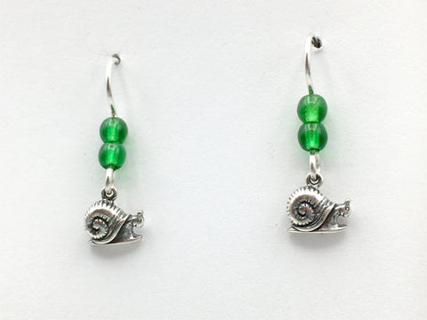 Sterling silver tiny snail dangle earrings-insects-escargot, gastropod, snails