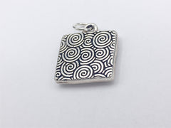 Square Pewter & Sterling Silver Treble Clef pendant-resin, music, musician, alcohol ink