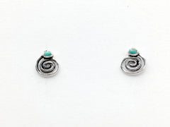 Sterling silver Synthetic Turquoise with spiral stud earrings-studs,spirals