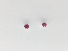 Sterling silver tiny 3mm synthetic ruby stud earrings-studs, lab grown rubies