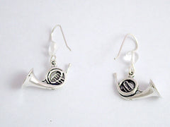Sterling Silver large French Horn dangle earrings-Music,musician, band,orchestra