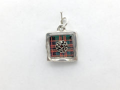 Pewter w/Sterling Silver Celtic Round Knot Clan MacDonald Tartan pendant, knot, Scots