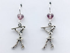 Sterling Silver Majorette dangle earrings-baton, drill team, marching band,dance