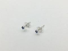 Sterling silver tiny 2mm synthetic Sapphire stud earrings-studs, lab grown, blue