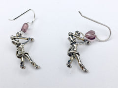 Sterling Silver Majorette dangle earrings-baton, drill team, marching band,dance