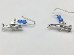 Sterling silver Hammerhead Shark dangle earrings-ocean,sharks, sea, fish,Hawaii