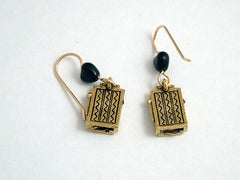 Gold tone Pewter & 14k gf Slot Machine dangle earrings-gambler, slots, gamble