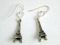 Pewter & Sterling Silver Eiffel Tower dangle earrings -Paris, France, Parisian,