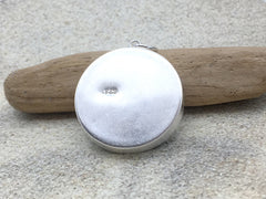 Sterling silver 25mm Round Pendant with Shell, Shells, Sand, Sea glass, Palm Tree, stones,  shore, alcohol ink art, island,  , LBI, New Jersey, beach comber