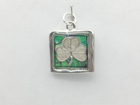 Pewter frame, sterling silver shamrock pendant-resin, st patrick, Shamrocks, Irish