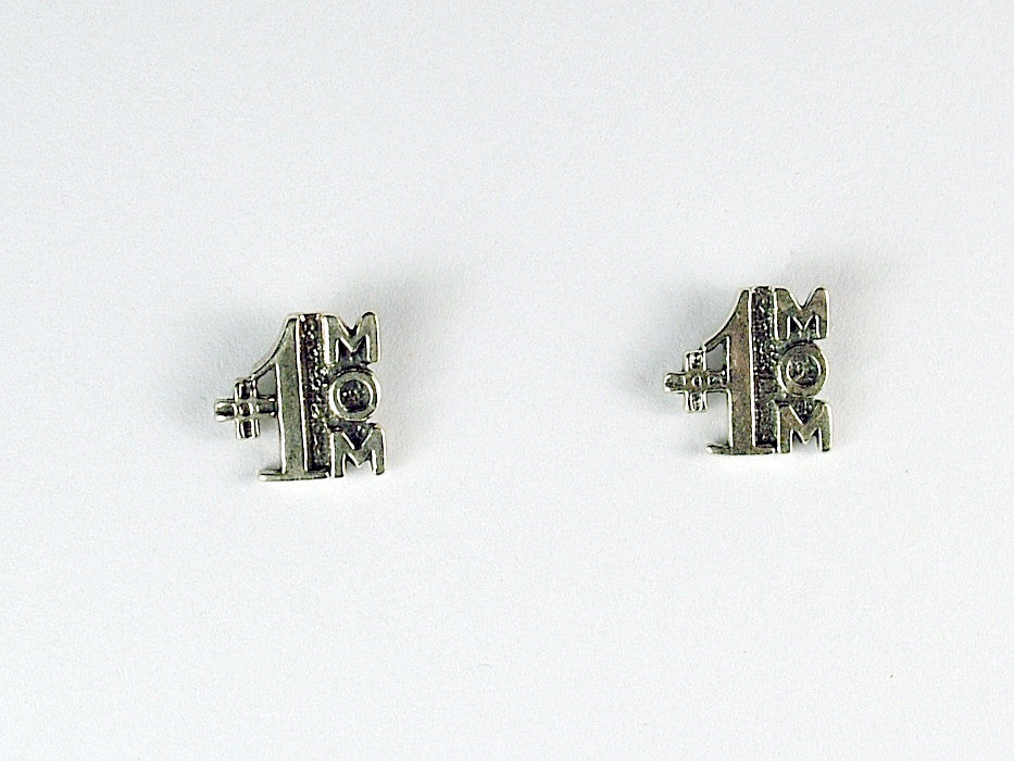 Sterling Silver & Surgical Steel #1 Mom stud earrings- Mother's Day, Mother, One