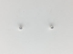 Sterling silver tiny 3mm white Cubic Zirconia stud earrings-studs, CZ, clear