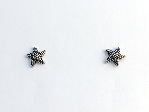 Sterling silver small starfish stud  earrings-star, fish, ocean, tidepool