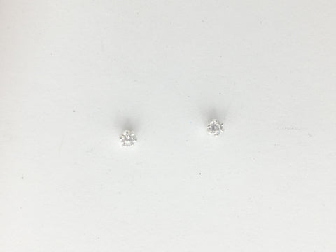 Sterling silver tiny 2mm white Cubic Zirconia stud earrings-studs,