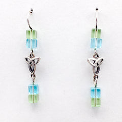 Sterling silver small Celtic Trinity knot dangle earrings - blue,green,triquetra