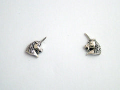 Sterling Silver & Surgical Steel unicorn head stud earrings- fantasy- unicorns